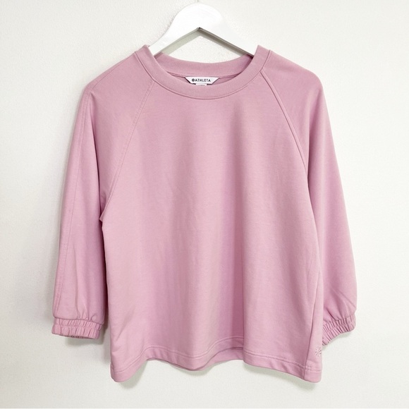 BOGO! Athleta Retroterry 3/4 Sleeve Sweatshirt 2024 Pink Small - Picture 2 of 11